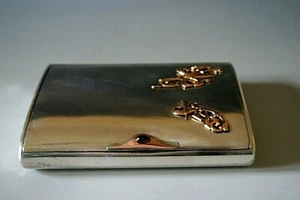 ANTIQUE IMPERIAL RUSSIAN SILVER CIGARETTE CASE WITH SAPPHIRE AND GOLD ACCENT - Picture 1 of 7
