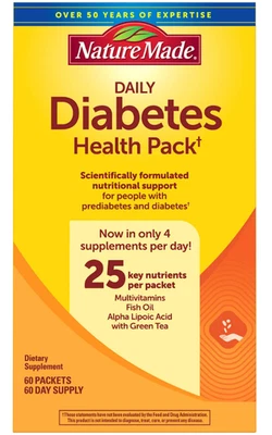 Nature Made Daily DIABETIC Health Pack 60 Packets Exp: 01/27 - Image 1 of 4
