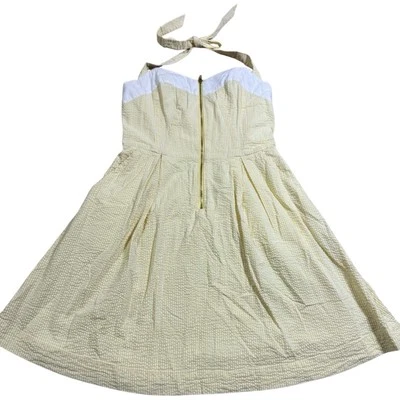Vestido Halter Lilly Pulitzer Marissa Seersucker Amarillo Talla Deshuesado 100% Algodón Foto 1 de 4