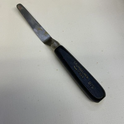 Cuchillo de paleta vintage Grumbacher #870 ángulo mango de madera negro hecho en EE. UU. Foto 1 de 4