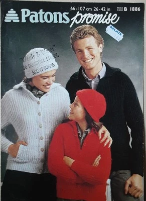 Orig Vtge Patons Promise Child/adult Jacket & Hat 26"-42" Knitting Pattern 1886 - Image 1 of 2
