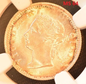 Moneta argento 1900 H CINA HONG KONG 5C NGC MS 64 - Foto 1 di 4