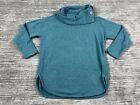 Ruby Rd Sweater Womens Small Blue Green 3/4 Sleeve Button Neck Cotton Blend