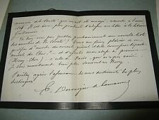 E. DUVERGIER DE HAURANNE Autographe Signé 1873DEPUTE VOYAGEUR à BUSQUET-PAGNERRE