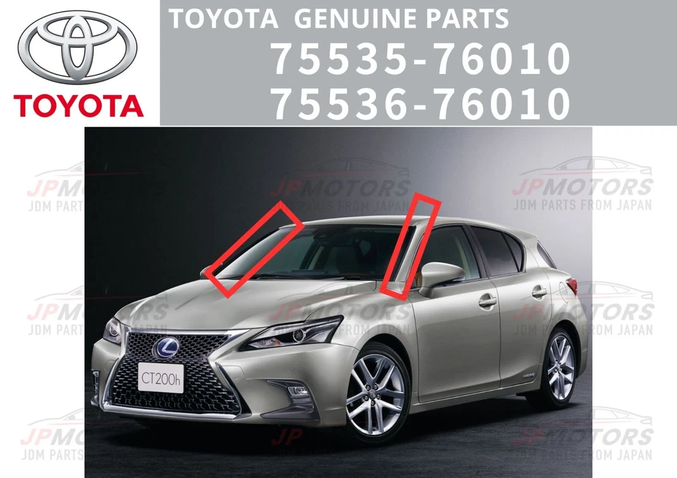 Juego de molduras de parabrisas exterior LEXUS CT200h ZWA10 11-17 genuino diestro derecho Japón nuevo Foto 1 de 4