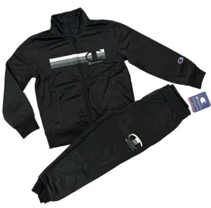 Champion Boys Size 6 Classic Tricot Track Suit Outfit Jacket Jogger Black NWT - Picture 1 of 5