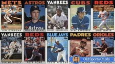 1986 Topps Baseball Trading Cards