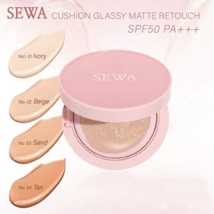 Sewa Cushion Glassy Matte Retouch Sunscreen SPF50PA+++ Coverage Smooth Skin 15g - Picture 1 of 17