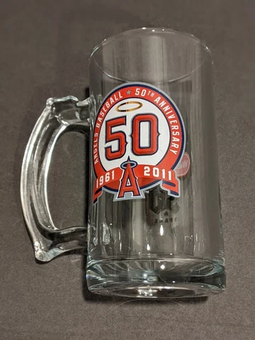 Los Angeles Angels Baseball 50th Anniversary Heavy Duty Glass Beer Mug 1961-2011 Cover