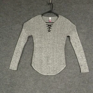 No Boundaries Sweater Girls Extra Large Grey Long Sleeve Round Neck Knit - Picture 1 of 9
