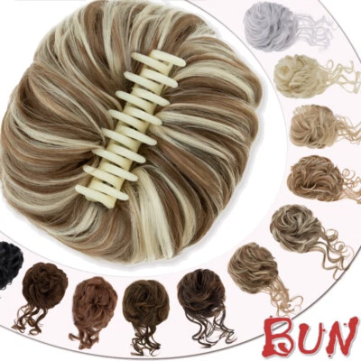 THICK Chignon Messy Bun Updo Clip in Extensions Claw Hair Piece Real as Human US - Image 1 of 4