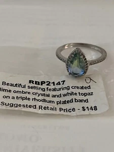 RBP 2147 Lime Ombre Crystal Size 9 Ring NICE - Picture 1 of 2