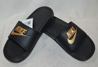 nike slides with gold check