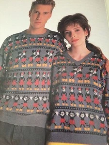 Mickey Mouse & Minnie Filmstrip Sweater Knitting Pattern (adult Sizes) - Picture 1 of 1
