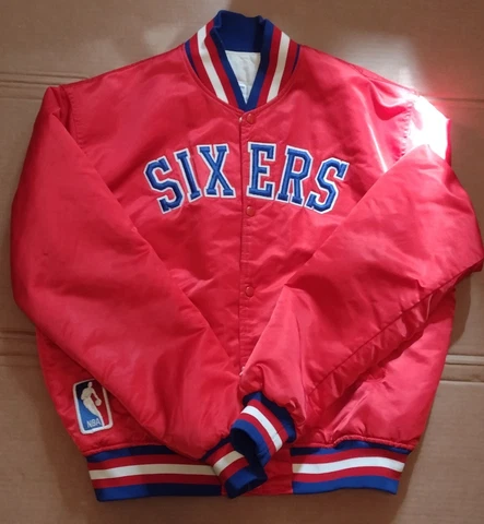 Philadelphia 76ers Starter Satin Quilted Jacket XL  Made in the USA Pre-owned Cover