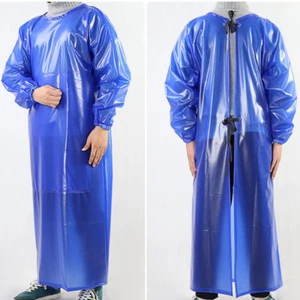 Unisex PVC Waterproof Apron Long Sleeve Oil Resistant Butcher Overall Smock Long - Picture 1 of 15