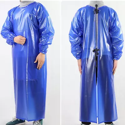 Delantal impermeable PVC unisex manga larga resistente al aceite carnicero general bata larga Foto 1 de 4