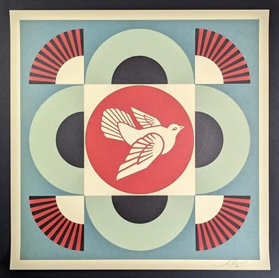 Frank Shepard Fairey, Geometric Dove (blue), Lithografie, signiert, 2022 - Bild 1 von 4