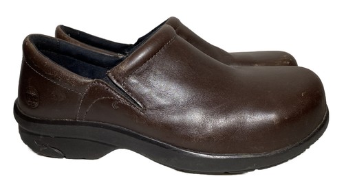 Zoccoli da lavoro Timberland Pro 229 Newbury ESD punta in lega scarpe slip on donna 10 W marrone