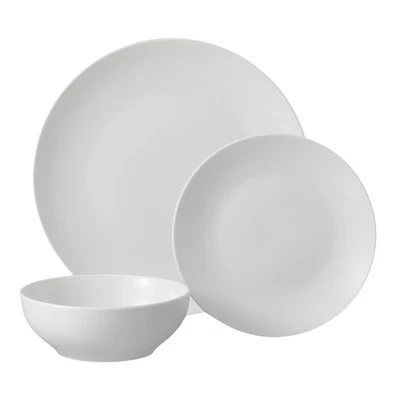 Mainstays Glazed White Stoneware Dinnerware Set, 12-Pieces,Fast Delivery - Image 1 of 4