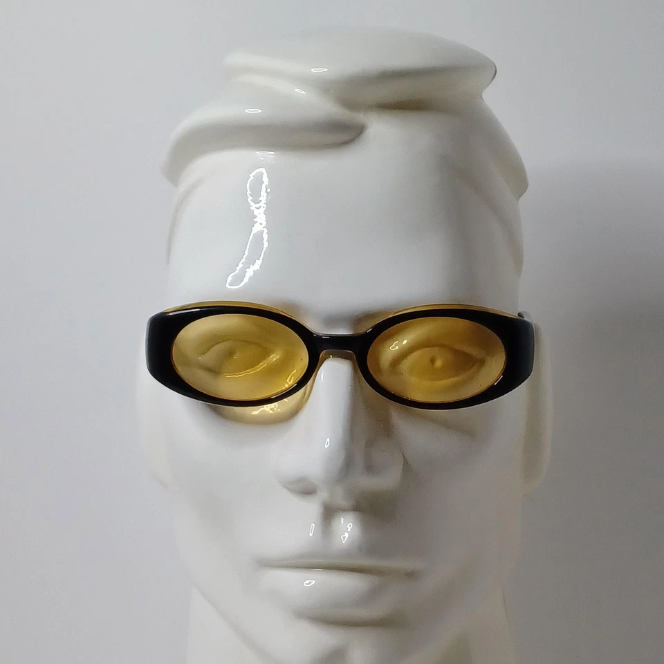 Ralph Ralph Lauren Sunglasses One Size Black Yellow Tint Oval Micro Y2K Retro - Image 1 of 4