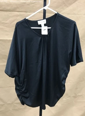 Joseph Ribkoff Womens Black Solid Pull On Ruched Sleeve Blouse Shirt - Size 10 - Image 1 of 4