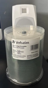 Verbatim Ink Jet Printable 700MB/80mim  52x CD-R Disc - Pack of 100 - Afbeelding 1 van 1