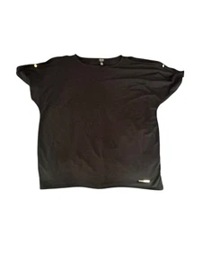 Jones New York Damen 2 Schwarz Kurzarm Goldknöpfe Relaxed Fit Freizeit Top - Bild 1 von 1