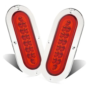 2X 12-24V 6'' Red Oval Trailer Halo Tail Light Indicator Brake Stop Signal Truck - Bild 1 von 7