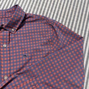 Vineyard Vines Boy's On-The-Go Gingham Performance Shirt L/S Size Small - Picture 1 of 8