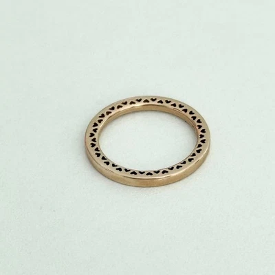 Anillo Pandora Chapado en Oro Rosa Corazón Recortado Liso Brillante Banda Talla 7 Foto 1 de 4