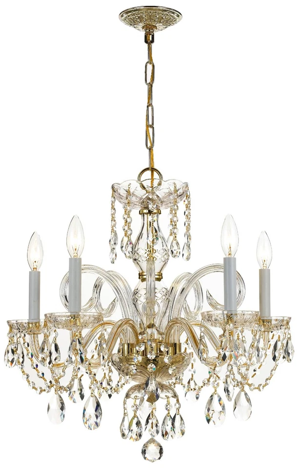 Crystorama Traditional Crystal 22" W 5-Light Brass Crystal Chandelier - Image 1 of 1