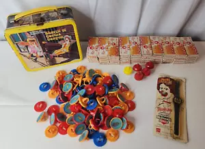 Lot Of 1980s McDonald’s 50 Crayon boxes 100+ Rings Lunchbox Watch Spinner/tops - Picture 1 of 18