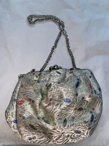 1950s Confetti Dot Lurex Handbag | Vintage 50s Red Blue Green Metallic Purse - Picture 1 of 6