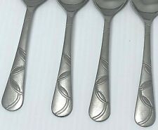 4- Soup Spoons Cambridge FELICITY Frosted Glossy Stainless Flatware 7 1/2"