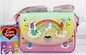 LOUNGEFLY CARE BEARS RAINBOW OMBRE WOMENS CROSSBODY PURSE BAG FAUX LEATHER NEW - Picture 1 of 14