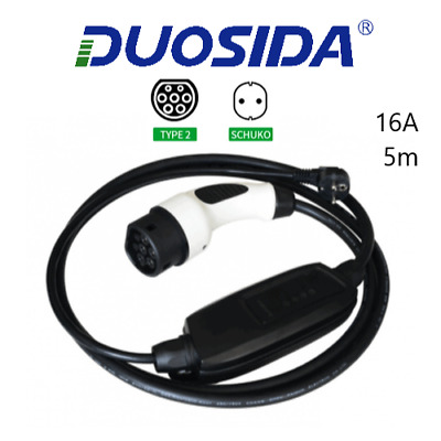 DUOSIDA EV Charging Cable – Type 2 To Schuko 5 M Cable 16A • 114.90€