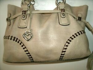 Brighton Lovely Medium Tan Leather with Brown Stitched Tassel Shoulder Bag EUC!