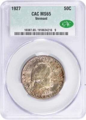 1927 Vermont Commemorative Half MS65 CACG - Image 1 of 2