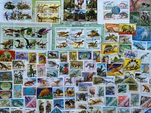 Colección de estampillas de dinosaurios y animales prehistóricos - 25 a 500 estampillas diferentes - Imagen 1 de 7