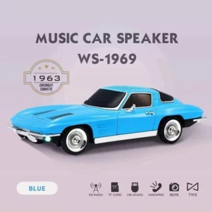 Chevy Corvette 1969 Bluetooth  Portable Speaker W/ Front Light USB AUX FM Blue - Picture 1 of 3
