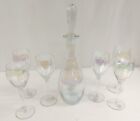 The Toscany Collection Iradscent Decanter & 6 Wine Glasses Hand Blown In Romania