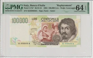 WŁOCHY, 100000 LIRÓW 1994, ZAMIENNIK, PICK 117b*, PMG 64 EPQ - Zdjęcie 1 z 2
