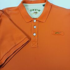 Orvis Mens XXL Short Sleeve Polo Shirt Orange Heavy Cotton Fly Fishing Pullover