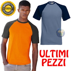 T-shirt BASEBALL Uomo CONTRASTO Maglietta MAGLIA a MANICA CORTA Bicolore VINTAGE - Imagen 1 de 3
