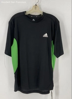 NWT Adidas Black Green Climalite Short Sleeve Pullover Mens T-Shirt Size Large - Image 1 of 4