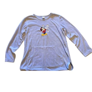 Disney Mickey Mouse Top Long Sleeve Blue Velour Embroidered Snowflakes Size S - Picture 1 of 5