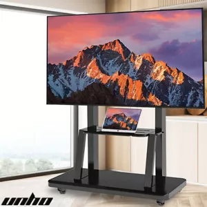 32-100 inch Large Mobile TV Cart Rolling TV Stand with Wheels Holds Up To 176lbs - Picture 1 of 15
