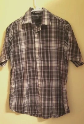 SAHARA CLUB MEN'S SIZE MM BUTTON DOWN SHIRT PLAID COTTON BLEND BLK/PURPLE/GREY - Image 1 of 4