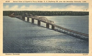 Postal Eggners Ferry Bridge US Highway 68 sobre Kentucky Lake 1947 - Imagen 1 de 2